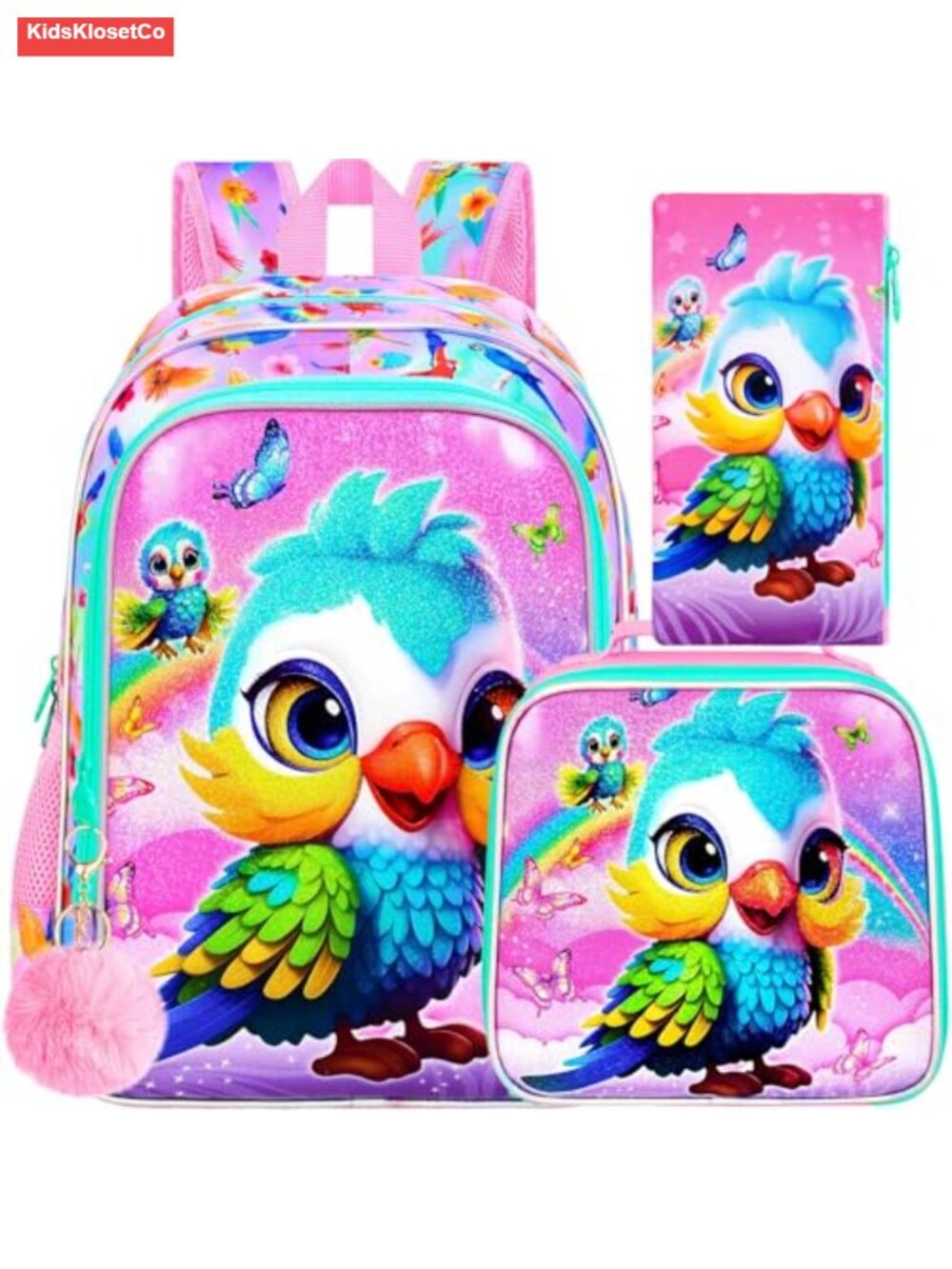 16 Inch Preschool Backpack Set with Lunch Box & Pencil Case, Water Resistant